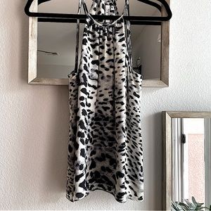 PARKER 🩶Silk Animal Print Strappy Racerback Top